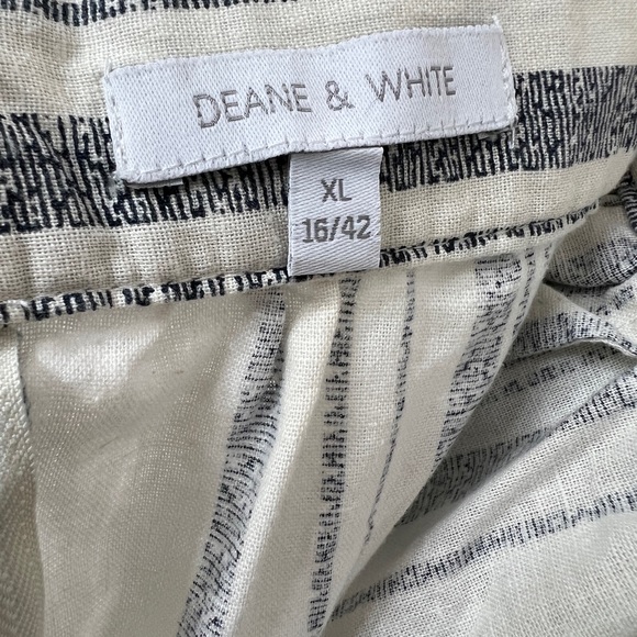 Womens Deane & White Skirt UK 16 A-Line Linen Stripe Cream Midi Length Pockets - Picture 8 of 11